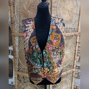 Vintage Ana Mori Embroidered Multicolor Beaded Women's Vest 100 % Cotton_OS